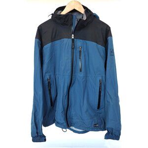 REI Co-op Jacket Mens XL Blue Colorblock E1 Elements Hooded Rain Shell
